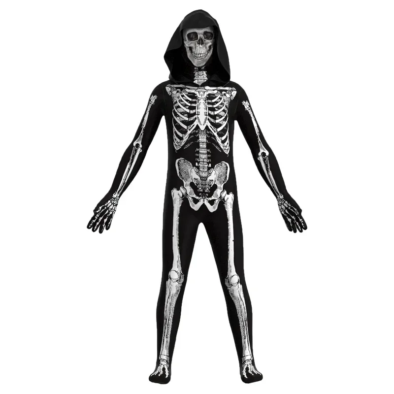 

Halloween Kids Adult Skeleton Skull Costumes Scary Zombie Cosplay Jumpsuit