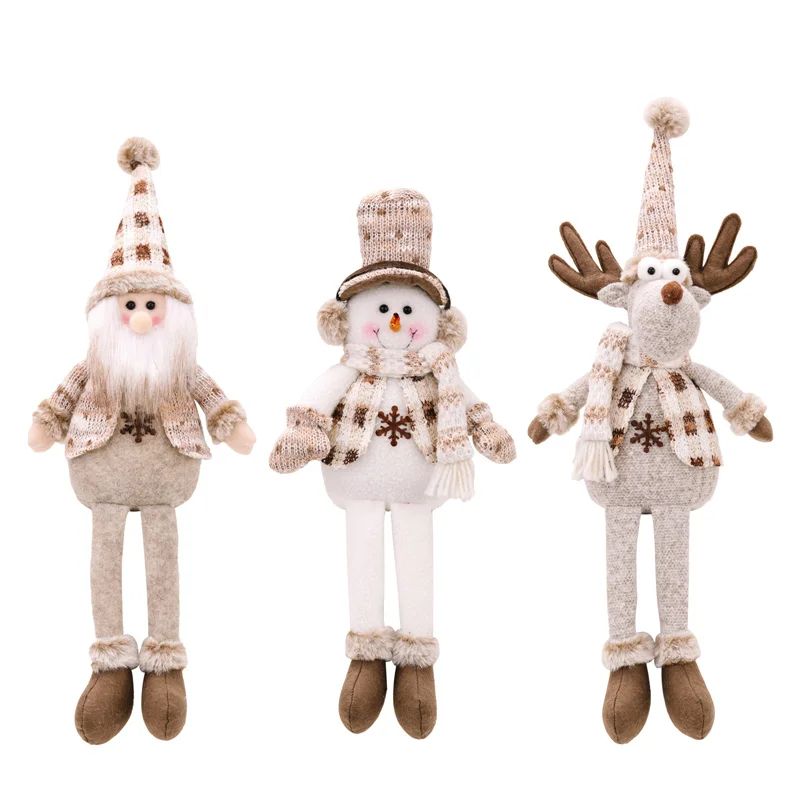 Adornos de muñecos de Navidad de estilo nórdico, muñeco de nieve de Papá Noel, muñeco de alce con pierna colgante, adornos navideños para el hogar