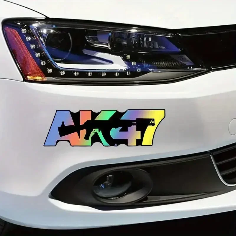 Holographic AK47 Letter Sticker 1PC Waterproof Vinyl Decal for Car Body Rear Window DIY Exterior Decoration