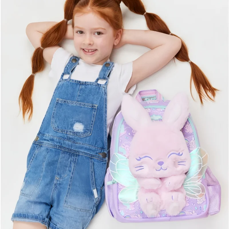 New Original Australian Smiggle School Bag Purple Angel Rabbit Medium Childrens Backpack Water Cup Retract Pen Bag Student Gifts