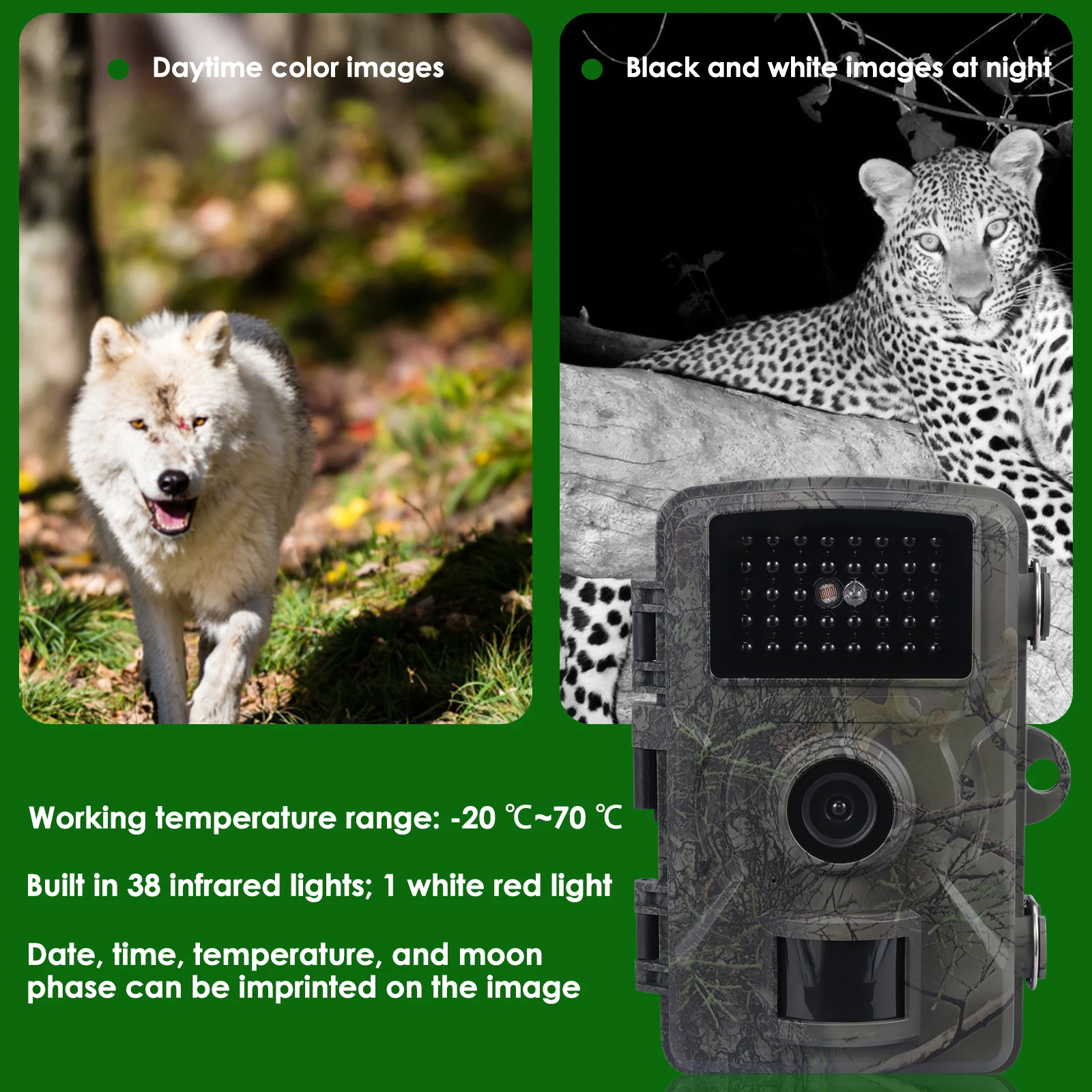 

1 Pc Hunting Trail Cameras IP66 Infrared Night Vision Wild Camera Water-proof Wildlife Monitoring Camera for Wildlife Monitoring