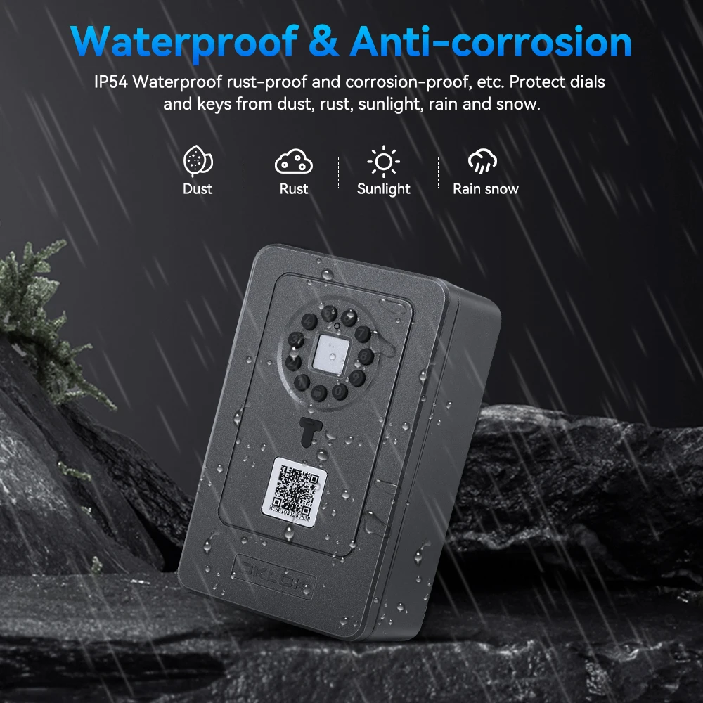 ELECTOP Fingerprint Key Lock Box IP65 Waterproof Password Phone Control Wall Mount Bluetooth Smart Keys Safe Storage Lock Boxes