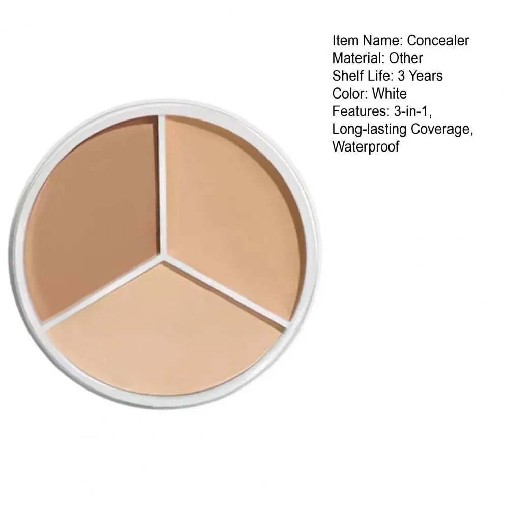 Waterproof Concealer Covers Acne Marks Dark Circles Long-lasting foundation cream 3-Color Concealer Palette Cream Cosmetics