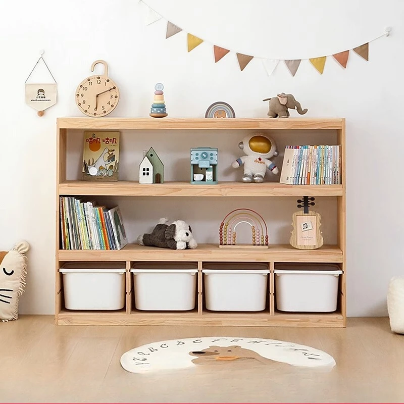 Large capacity multi-layer shelf children's toy bookshelf two-in-one storage cabinet
