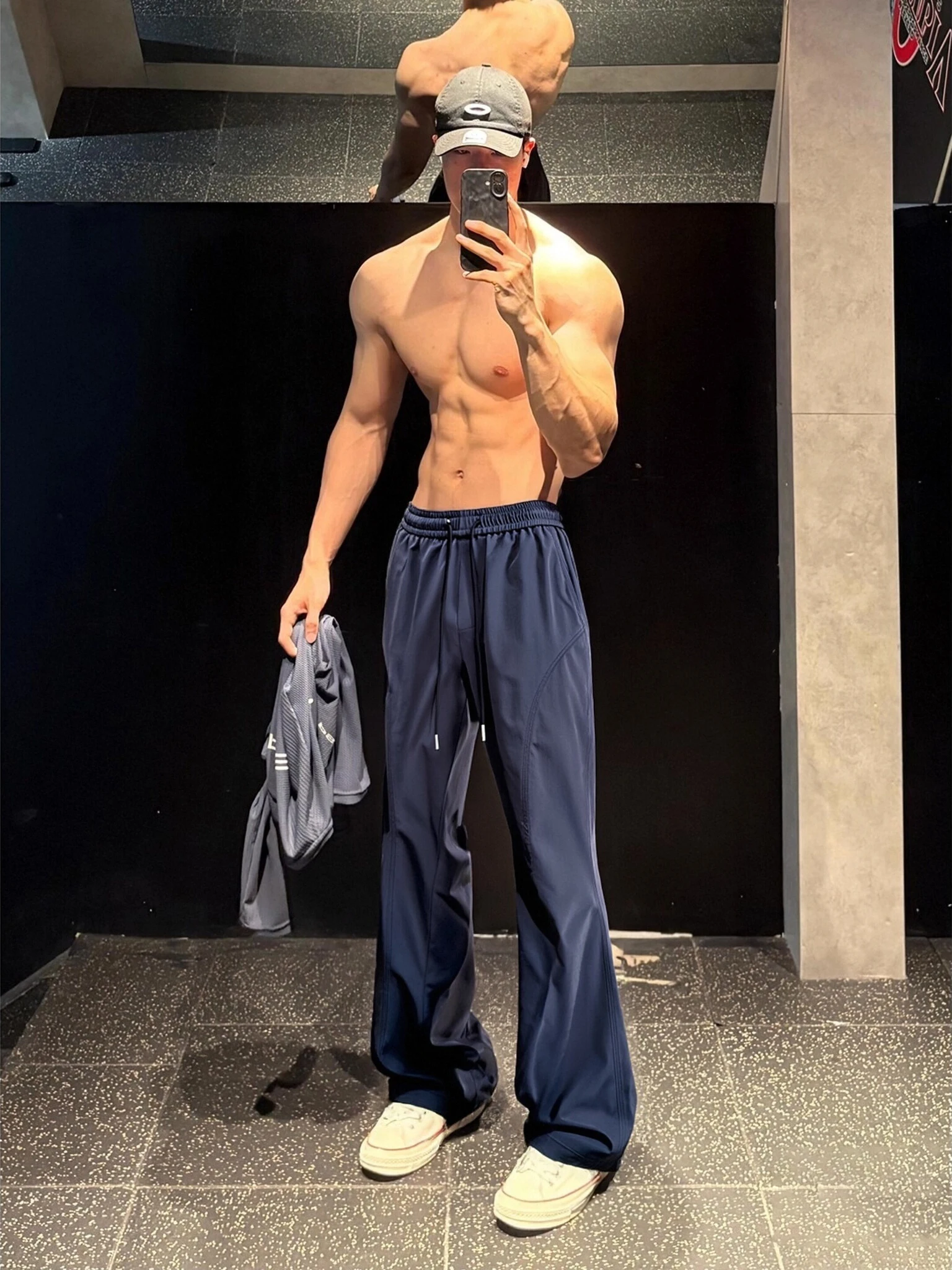 

Lightweight Qui-Dry Ice Silk American Sle Side-Cut Sports Fitn Men's Pants Straight Leg Micro Flared Casual Trousers