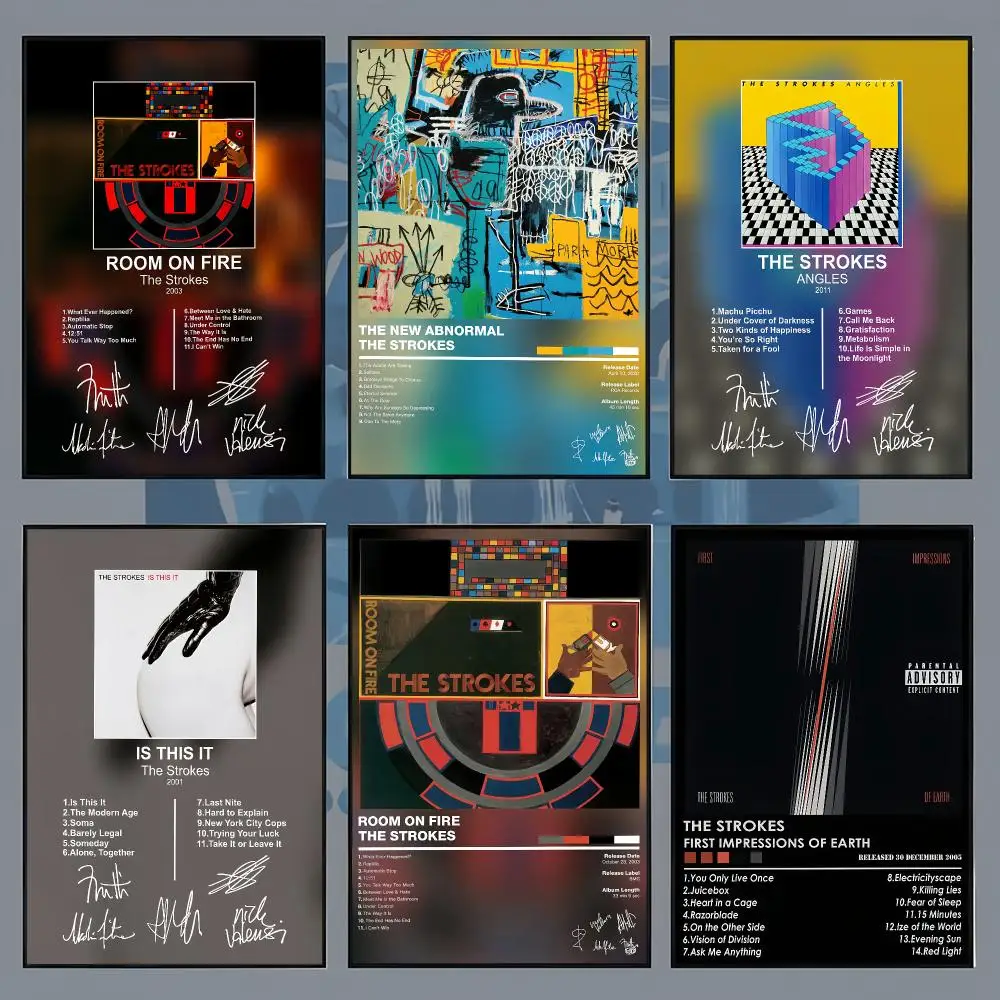 T-The Strokes Poster Aesthetic Wall Art Print for Living Room Bedroom Study Office Café Home Decor Stylish Gift