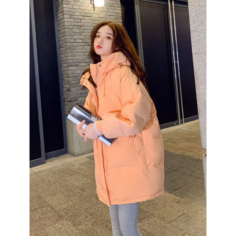 2023 New Women Down Cotton Coat Winter Jacket Female Mid Length Version Parkas Warm Thick Loose Fashion Outwear Hooded Overcoat