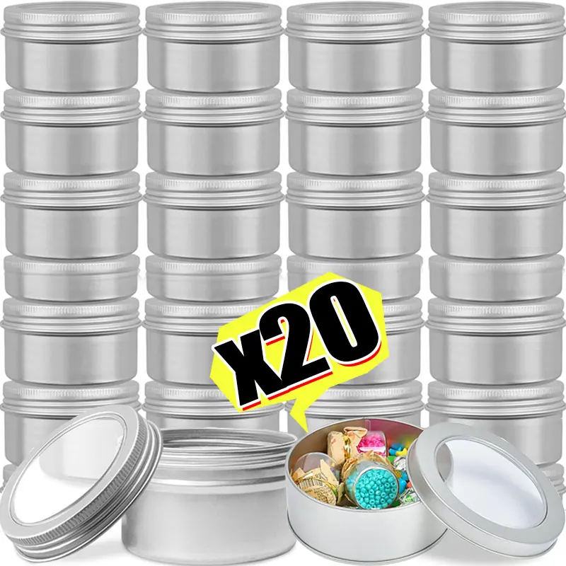 

1-20Pcs Aluminum Round Bottles Transparent Lid for Beads Nail Art Tools Storage Jewelry Boxs Screw Top Sample Containers Boxes