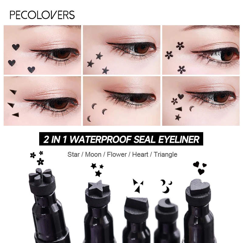 Star Moon Heart Seal Eye Liner Set Makeup Eyeliner Stamp Double-Headed Waterproof Template Make Up Cosmetics Tool Pen