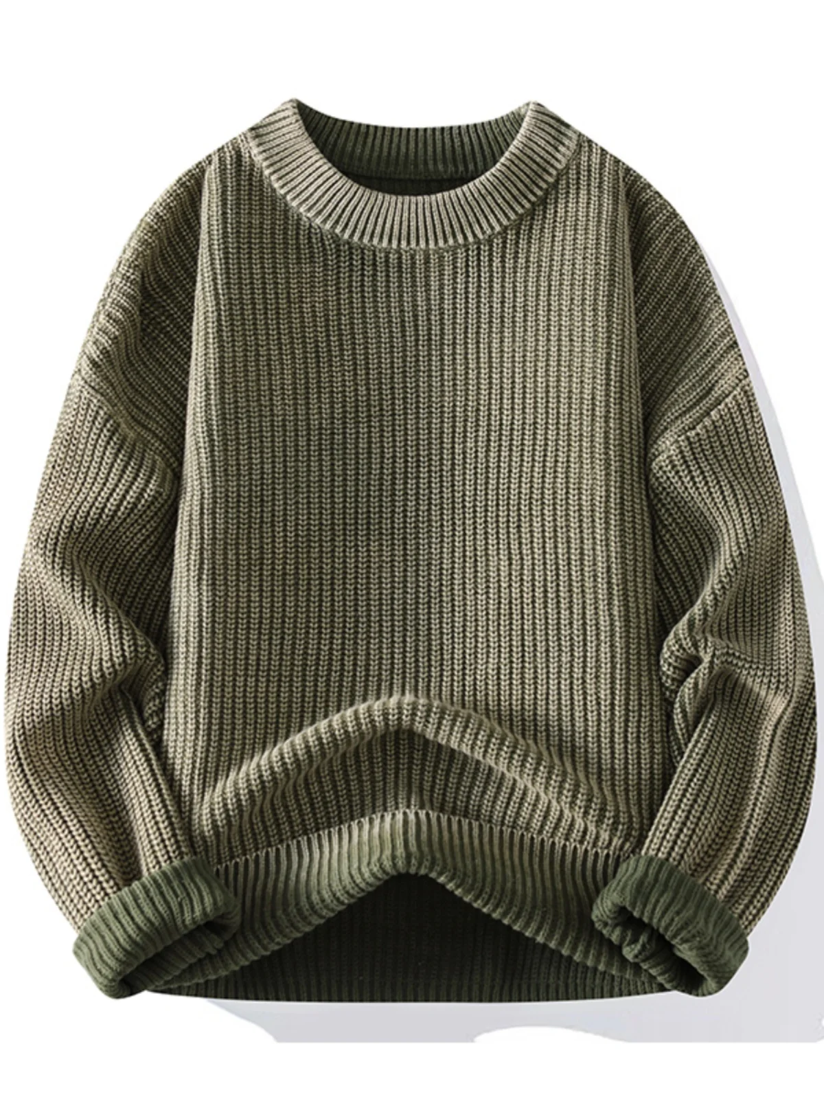 

Autumn Winter Thiened Pure Color Knitted Sweater Men's Faion Brand Woven round Ne Sweater Teenage Warm Base Layer Clothes