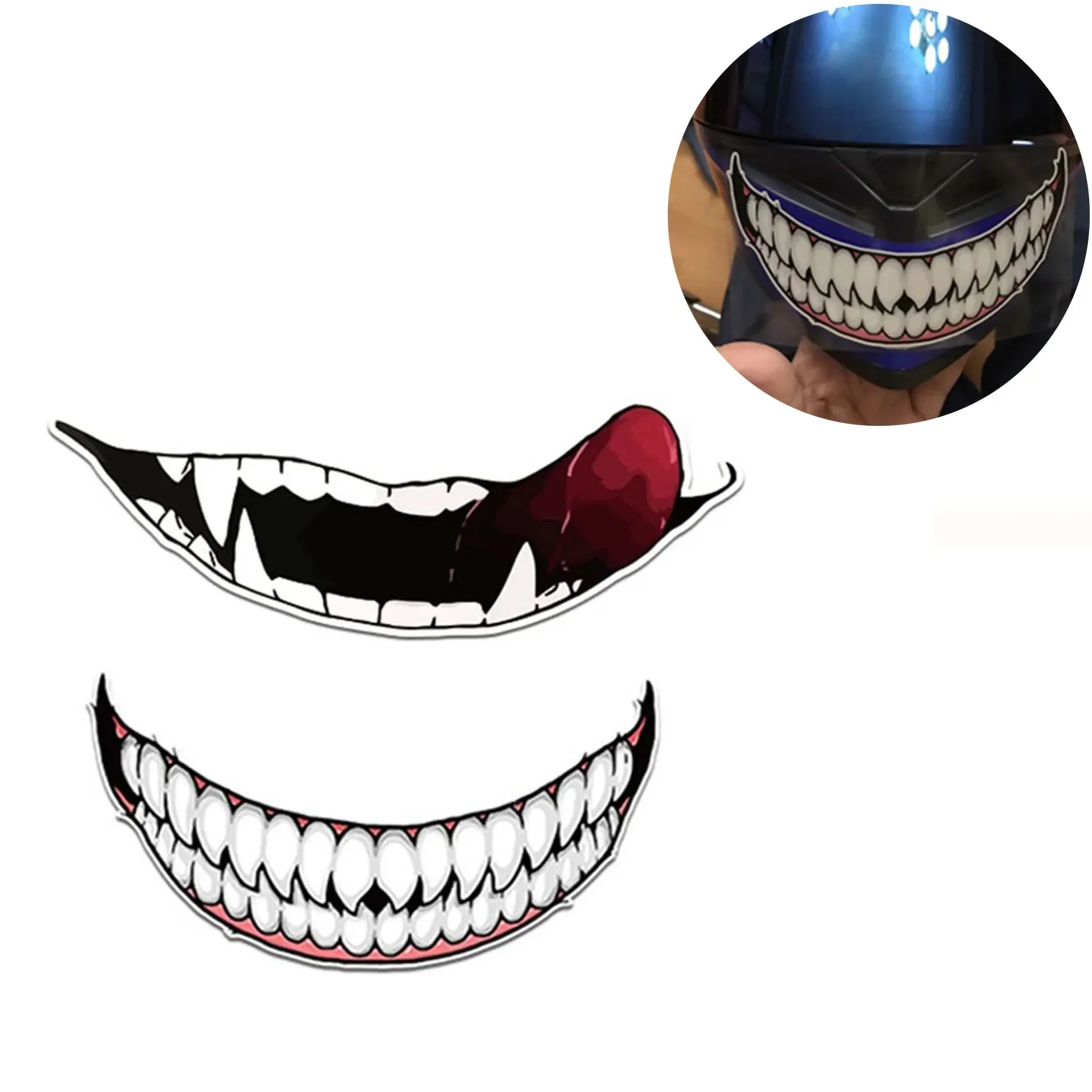 

1PC Evil Tooth Motorcycle Helmet Sticker Dark Personality Tooth Decoration Sticker Waterproof Car Sticker Marks Headlight Decal