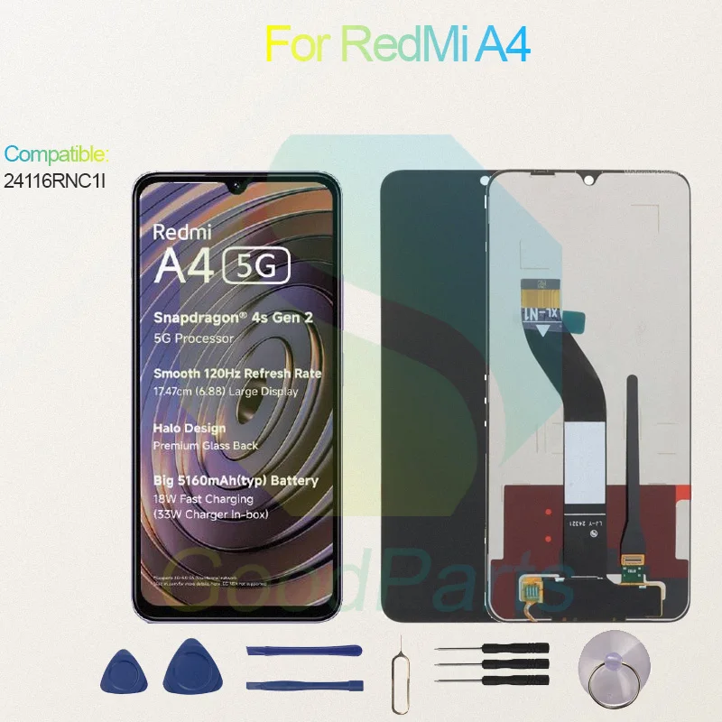 Test Before Ship For RedMi A4 Display Touch Screen Digitizer Panel Assembly Lcd Screen 24116RNC1I A4 Screen Display