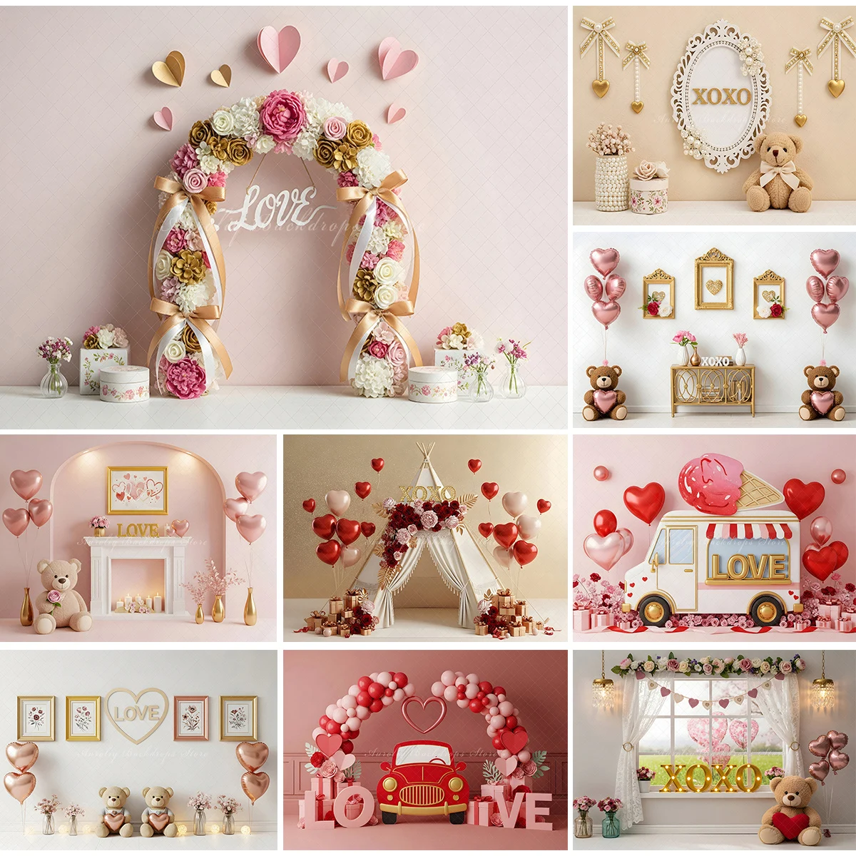 

Sweetheart Balloon Backdrop Pink Whisper Romance Kids Adult Photography Props Child Baby Valentines Day Backgrounds