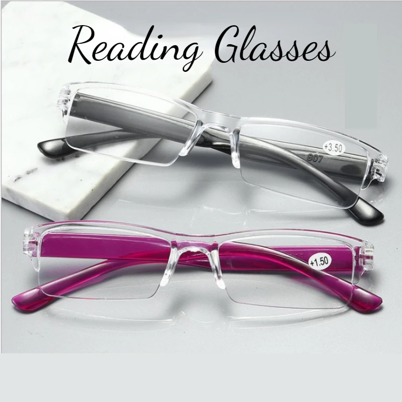 Transparent Reading Glasses for Women Men Rectangle Small Frame Farsighted Eyewear Business Prescription Spectacles +1.0 To +4.0