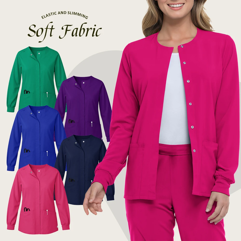 

Новая женская униформа, топ, брюки, медицинские скрабы с длинными рукавами, униформа с длинными рукавами, набор скрабов для кормления, с v-образным вырезом, униформа для врача и больницы