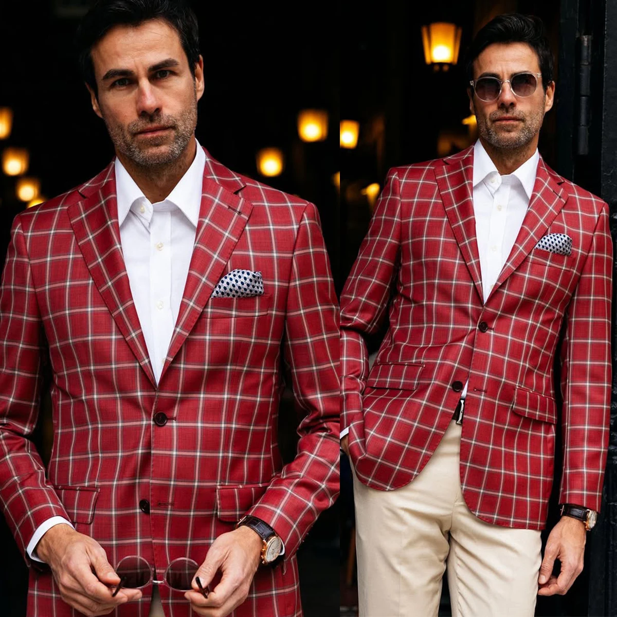 Leisure Plaid Men Coat For Wedding Notched Lapel Single Breasted Slim Fit Overcoat Evening Party Custom Made Only Jacket