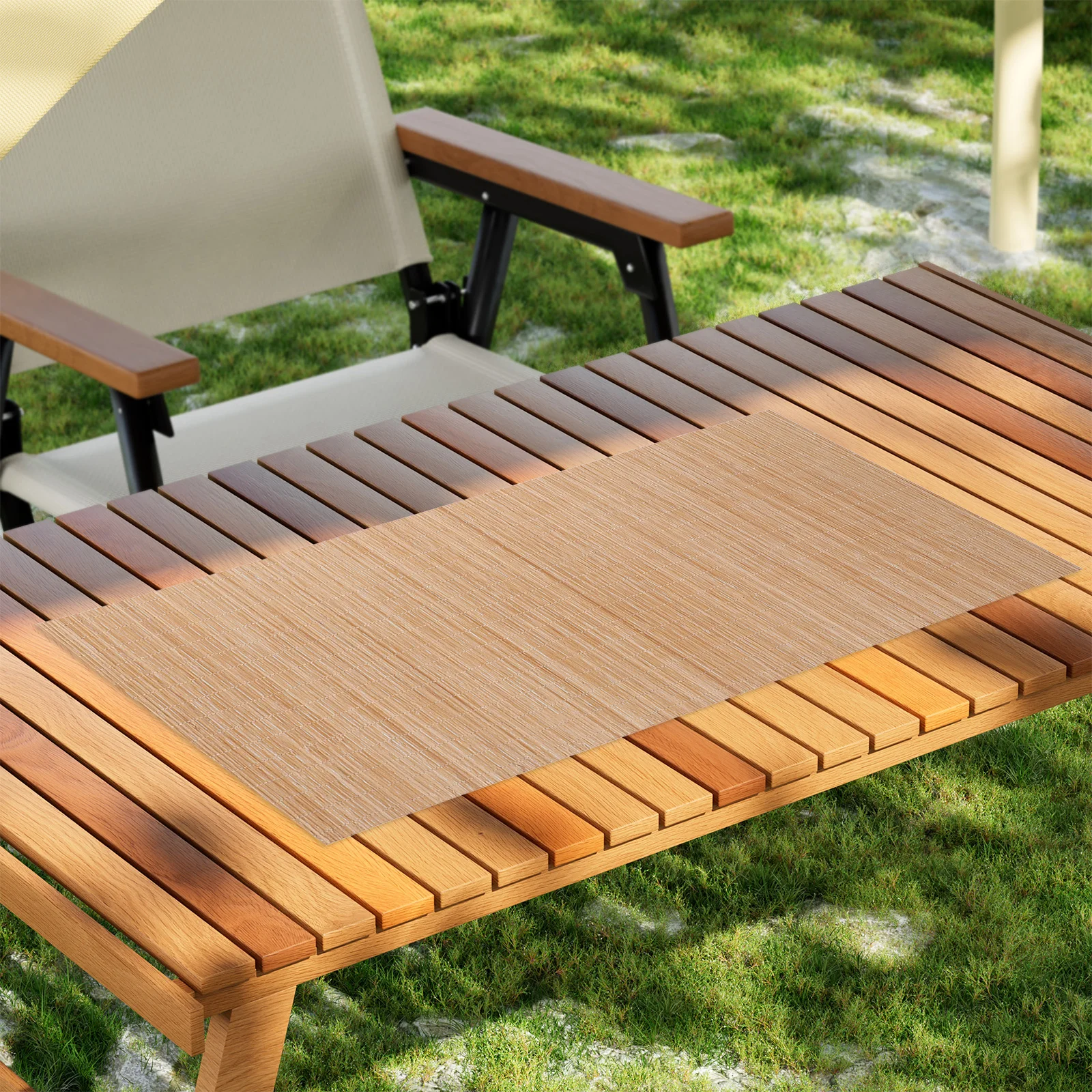 Tapete de comedor cortable con corredor de bambú, manteles individuales resistentes al calor para mesa de cocina, manteles de bambú de estilo granja