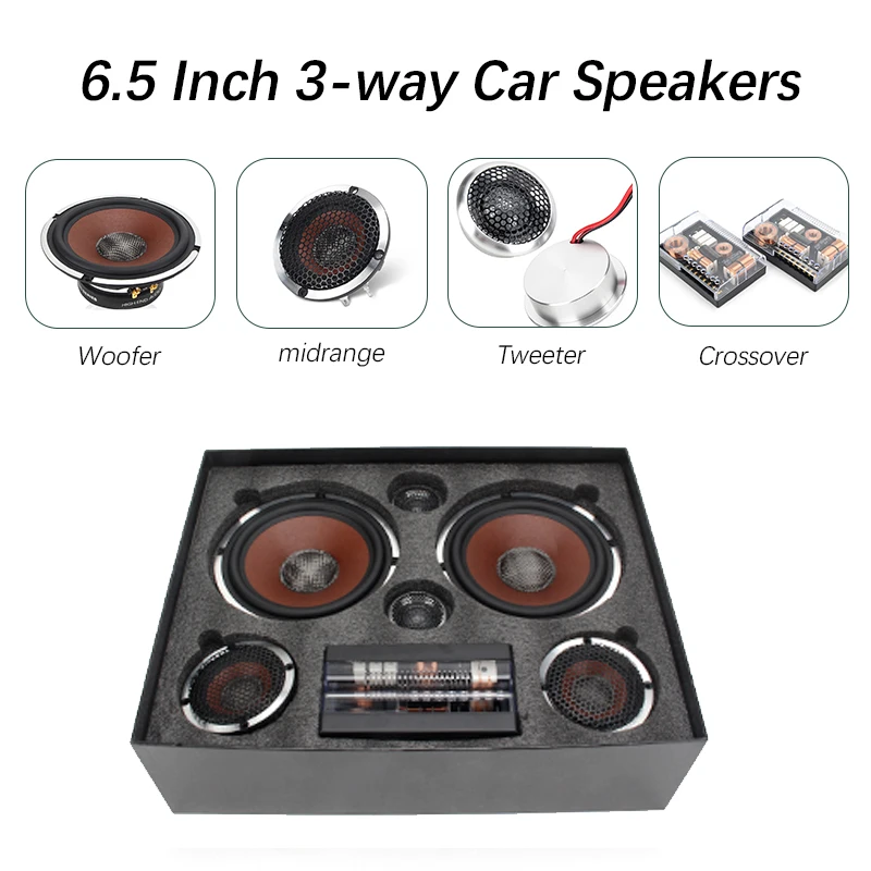 Zeming 6.5 นิ้วรถส่วนประกอบ Spekers ชุด 3-way เครื่องเสียงรถยนต์ระบบลําโพง 300W * 2 สําหรับรถประตูหน้า