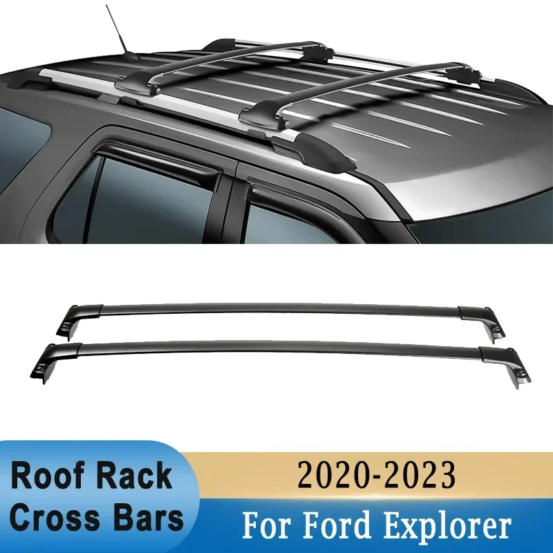 Roof Rack Cross Bars for Ford Explorer 2020-2023 Aluminum Car Roof Top Cargo Luggage Carrier Rack Holder Crossbars 75kg Load