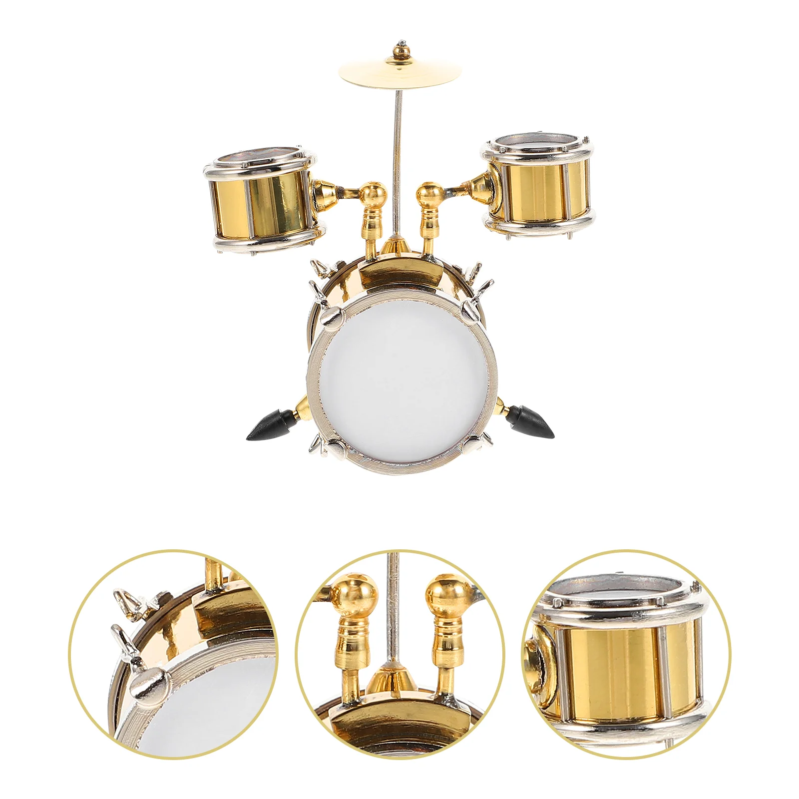 Jazz Drum Model Decor Mini Adorn Kit Metal Delicate Ornament Miniature Instrument