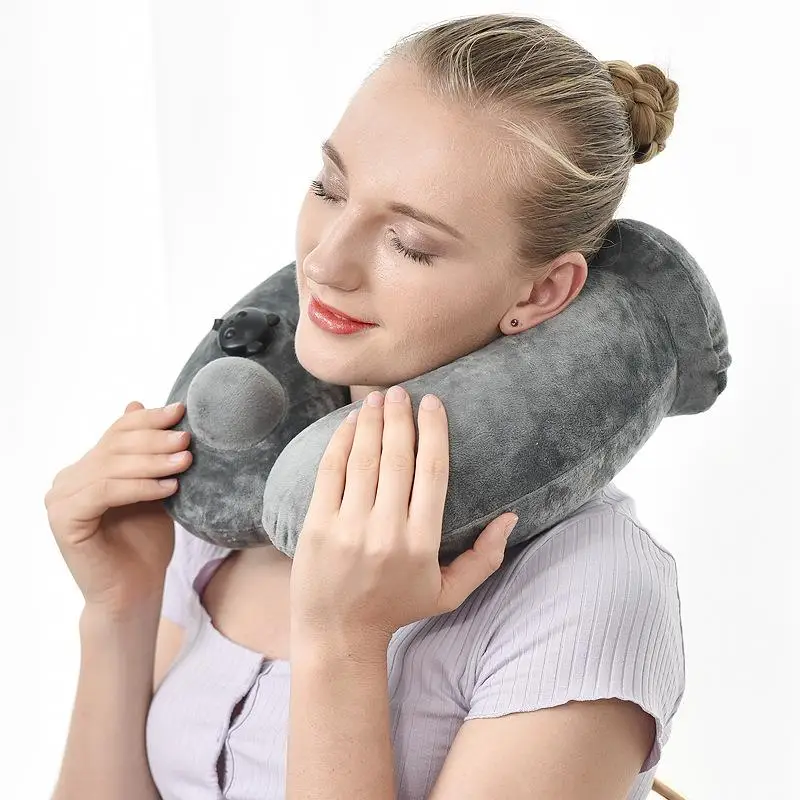 

Portable Inflatable U-Shaped Pillow Neck Support Office Travel Business Trip Pillow Home Comfort Cushion Mountain Naier