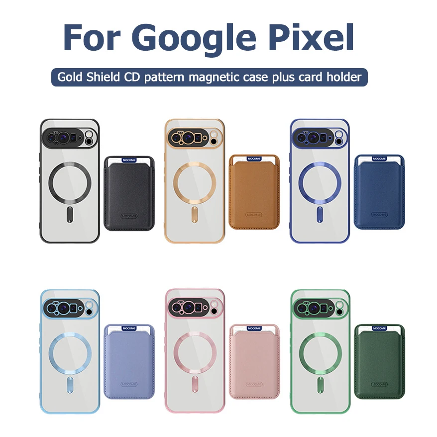 

Wireless Charging Phone Case For Google Pixel 9 10 Pro XL 7A 8A 9A For Magsafe Magnetic Card Bag Wallet Plating Protect Cover ﻿
