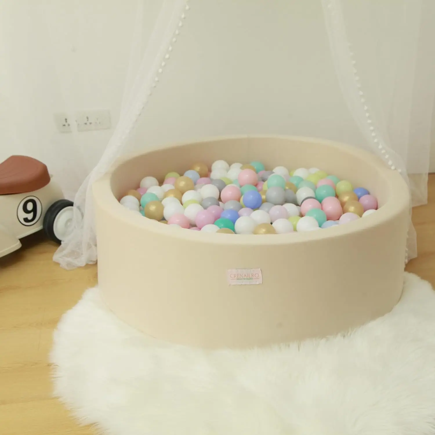 Fossa per palline in schiuma per bambini piccoli, fossa per palline per bambini da 35 pollici, rotonda morbida e facile da montare o pulire, la piscina con palline per box per bambini è un regalo ideale per