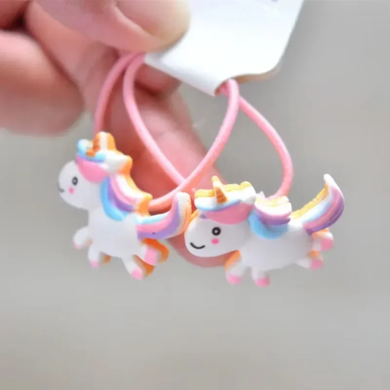 2 Pcs Cute Rainbow Elastic Hair Bands for Baby Girls Candy Color Hair Rope Ring Children Headwear Kids Toddler Accessories