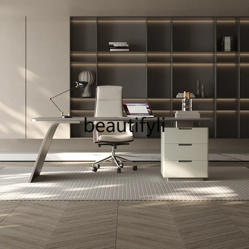 C80 Minimalist Rock Slab Writing Desk Computer Integrated Desk Modern Simple Home Office Desk
