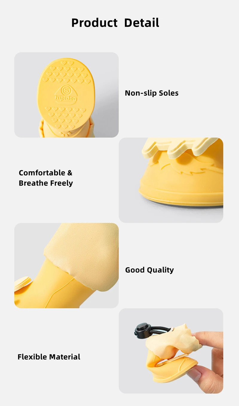 Cartoon Waterproof Rain Shoes for Dogs, Anti Slip Shoe, Silicone Boots for Chihuahua, Outdoor Footwear Socks, Pet Supplies, 4Pcs