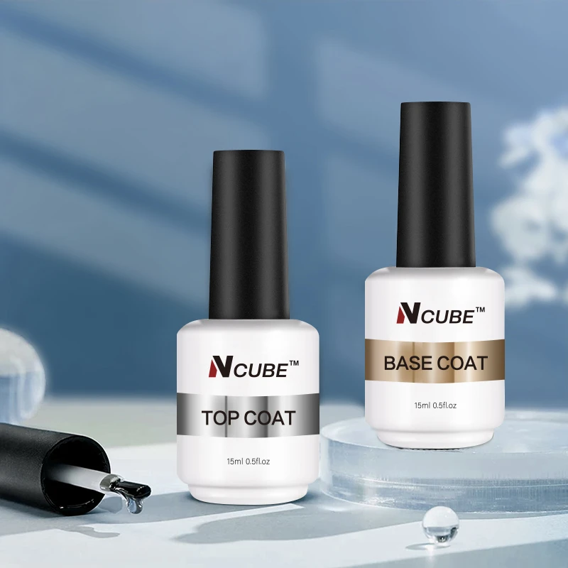 Ncube 15Ml Rubber Basis Top Coat Uv Gel Kleurrijke Gel Nagellak Semi-Permanente Doorweekt Uv Led Nail Art Manicure Nagellak