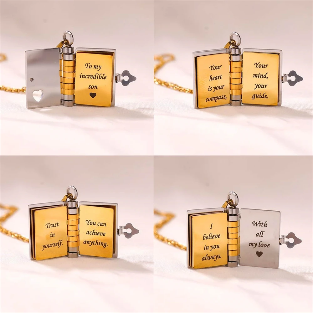 내 챔피언 아들 책 목걸이, 6페이지 메시지 새겨진 열 - Vintage Fashion Books 리뷰 및 가격
