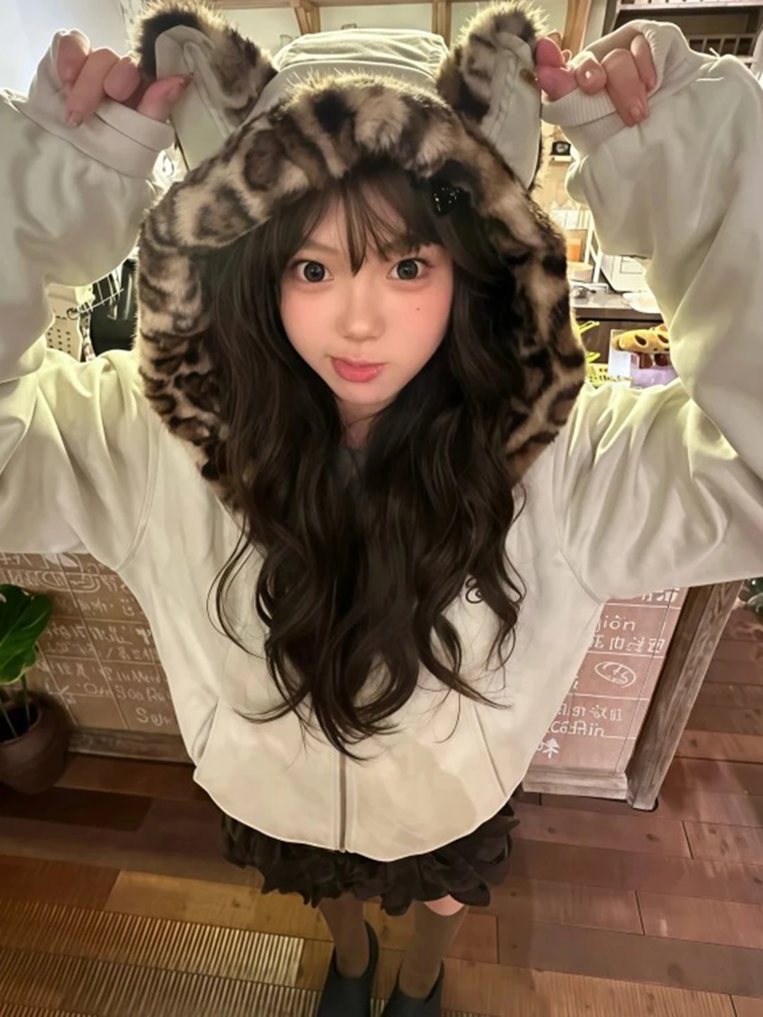 

Зимнее пальто из бамбукового угля с капюшоном, утепленное, пушистое, с дизайном ушей, в корейском стиле, повседневное, теплое, дышащее, хлопковое