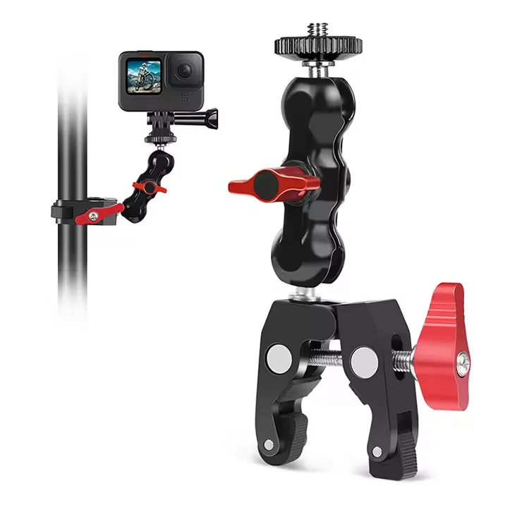 Magische Armklemme mit 1/4-Zoll- und 3/8-Zoll-Loch, Multifunktions-Kugelkopf, Super-Klemme, Stativhalterung für Kamera, Monitor, LED-Licht, Mikrofon