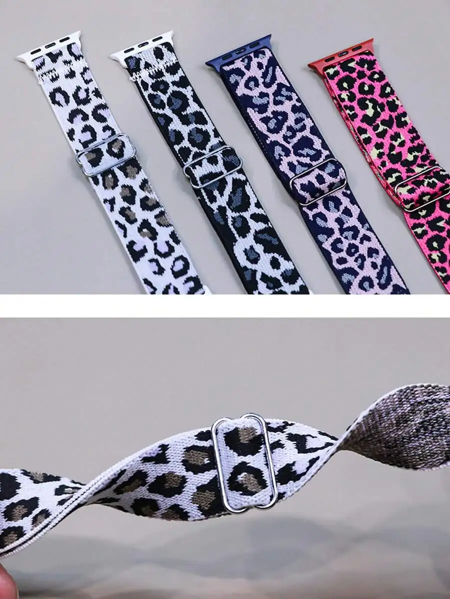 1pc Unisex Printed Pattern Nylon Strap With Adjustable Buckle Compatible With Apple Watch Band