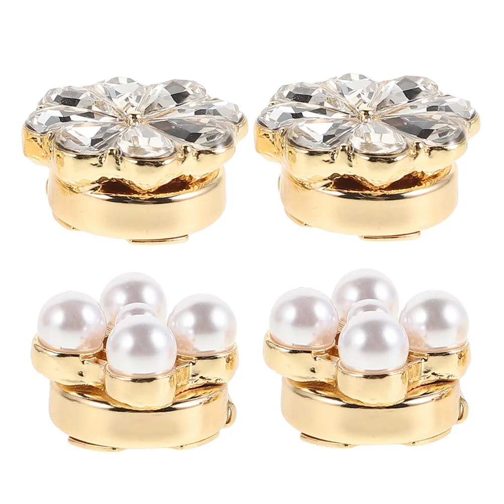 4Pcs Crystal Rhinestone Flower Cufflinks Elegant Jewelry for Shirts Dresses DIY Clothing Accessories Shirt Button Covers