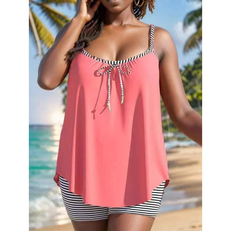 Europejski Konserwatywny Dwuczęściowy Strój Kąpielowy Damski Tankini Luźny Plus Size Strój Plażowy Dwuczęściowy