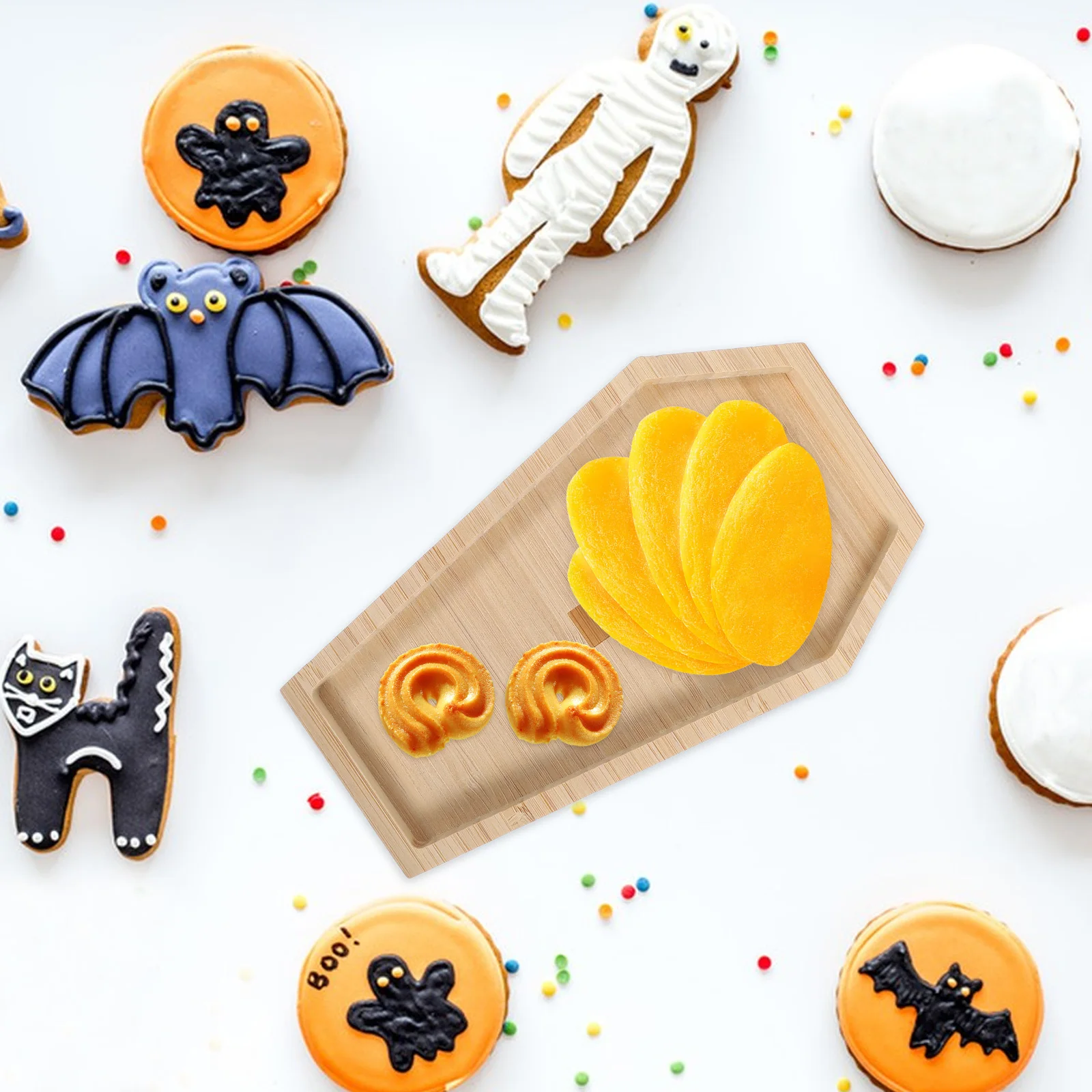 Bandeja de comedor decorativa para Halloween, tabla de cortar, plato de Sushi, ataúd, charcutería, servicio de postre de madera gótica