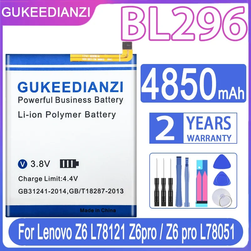 

Сменный аккумулятор GUKEEDIANZI BL296 BL297 4650 мАч/4850 мАч для Lenovo L78121 Z6 pro/Lite L78051 K5 Pro L38041