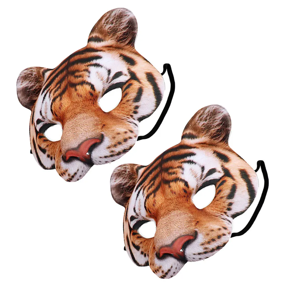 

2 Pcs Masquerade Mask Tiger Halloween Animals for Party Novelty Cosplay Props Masks Full Miss