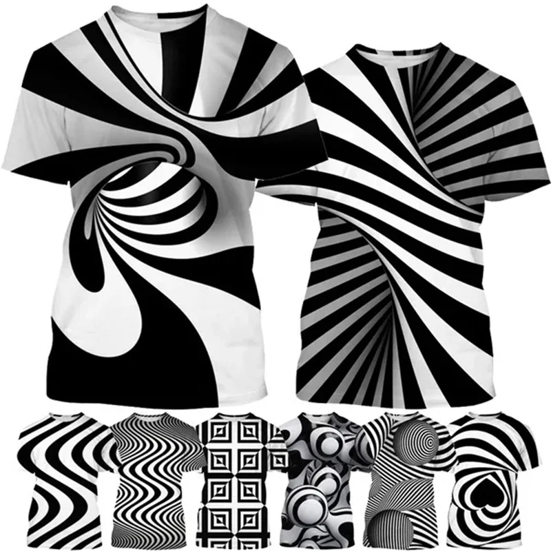 

Men's Rotate 3D Printing T-Shirt For Men Vertigo Hypnotic Cool Abstract Short Sleeve Casual Tee Tops Men Optical Illusion Tshirt