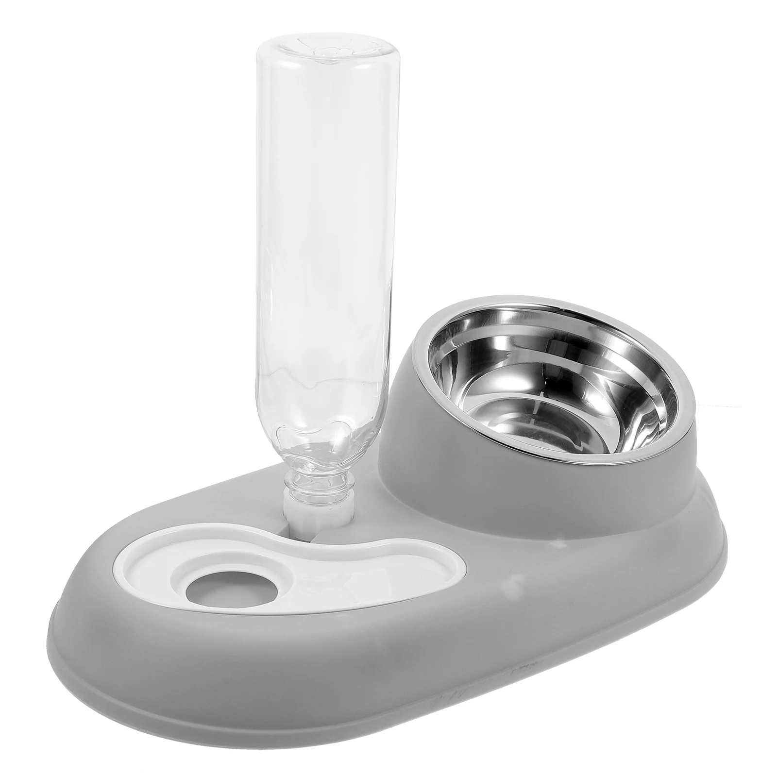 

Automatic Water Feeder for Cats Dogs Grey Cat Bowl Pet Bowls Food Water Dispenser Durable PP Stainless Steel Anti toppling Home