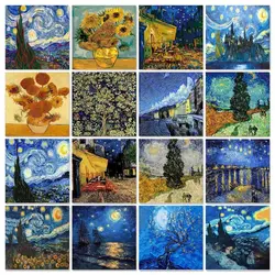 GATYZTORY pittura fai da te con i numeri Van Gogh cielo stellato immagine con i numeri paesaggio Wall Art vernice acrilica per la decorazione domestica arte