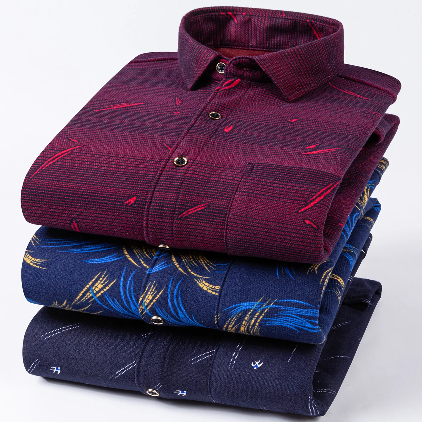 Camicie a quadri a maniche lunghe in pile double face da uomo Camicie comode resistenti al freddo di tendenza casual calde invernali spesse per uomo