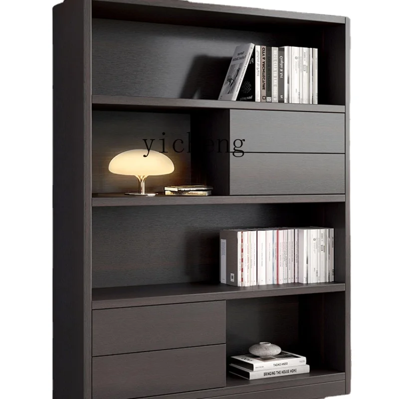 

Xl Light Luxury Smoked Oak Bookcase Storage Cabinet Modern Minimalist Display Locker