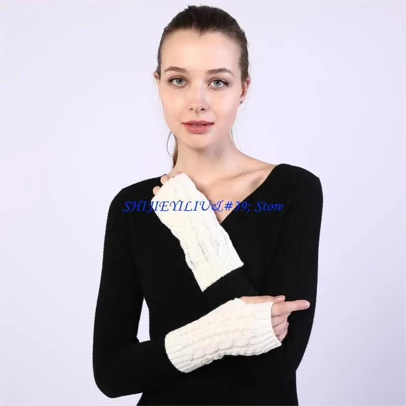 

E21F Стильные перчатки из акрилового волокна, теплые эластичные перчатки без пальцев, рукава