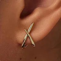 LATS Trendy Gold Color Cross Stud Earrings for Women Dainty Simple Minimalist Earring Fashion Jewelry Party Gifts Wholesale