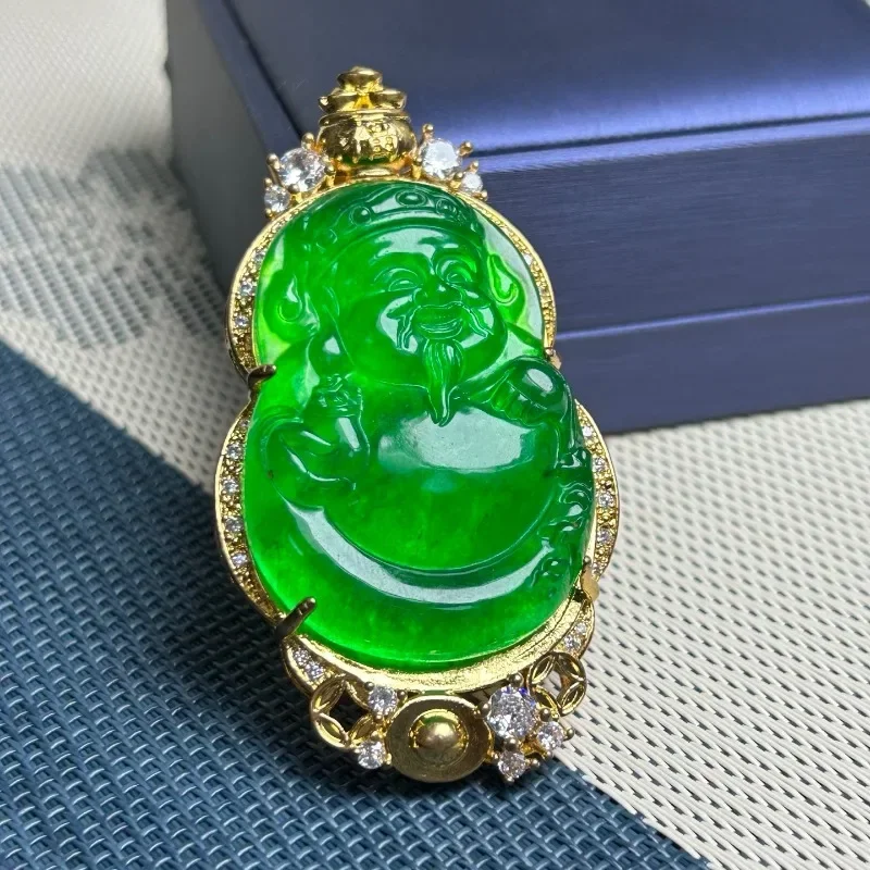 

High Ice Quartzite Jade Green Pendant, Classic Fashion Atmosphere Unisex Necklace Jewelry