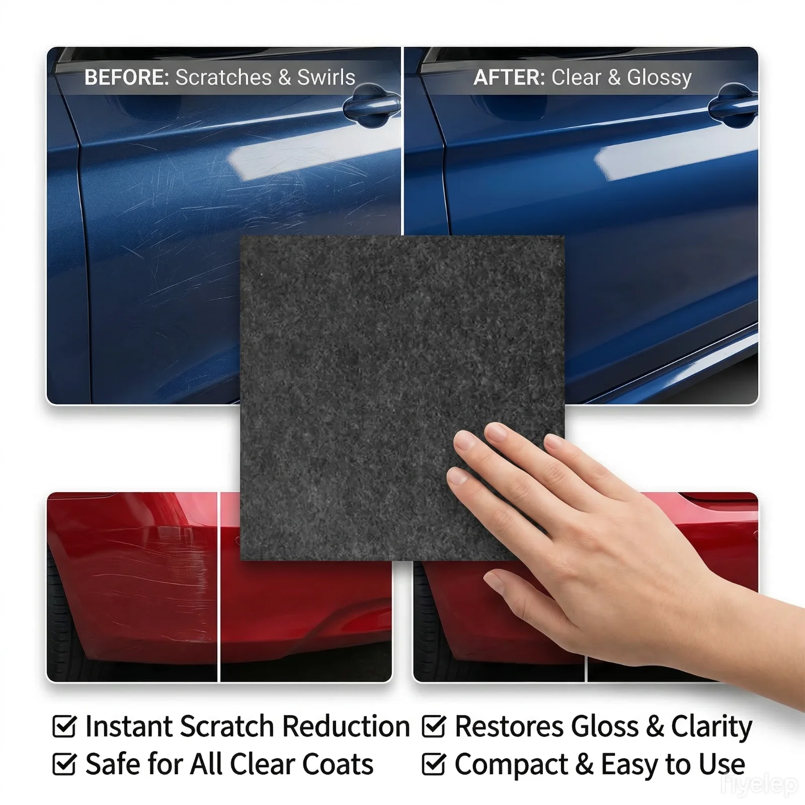 5PCS Nano Scratch Remover Cloth Car Scratch Repair Auto Paint Fix Polishing Universal Car Care Cleaning Cloth