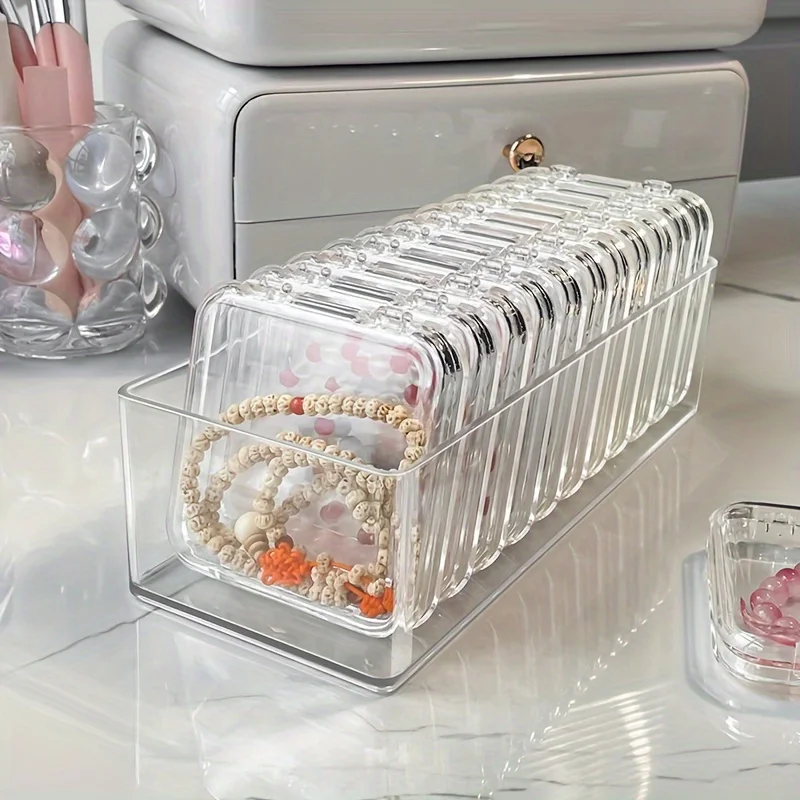 

Прозрачный штабелируемый набор органайзеров для ювелирных изделий из ПВХ, 13 шт., прозрачные коробки для хранения аксессуаров для рабочего стола и упаковки